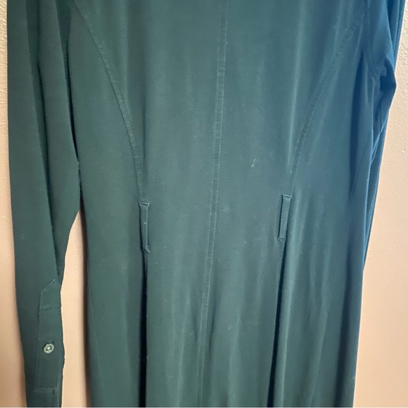 The J. Peterman Company black button up shirt dress midi length size 4 no belt - Picture 7 of 7